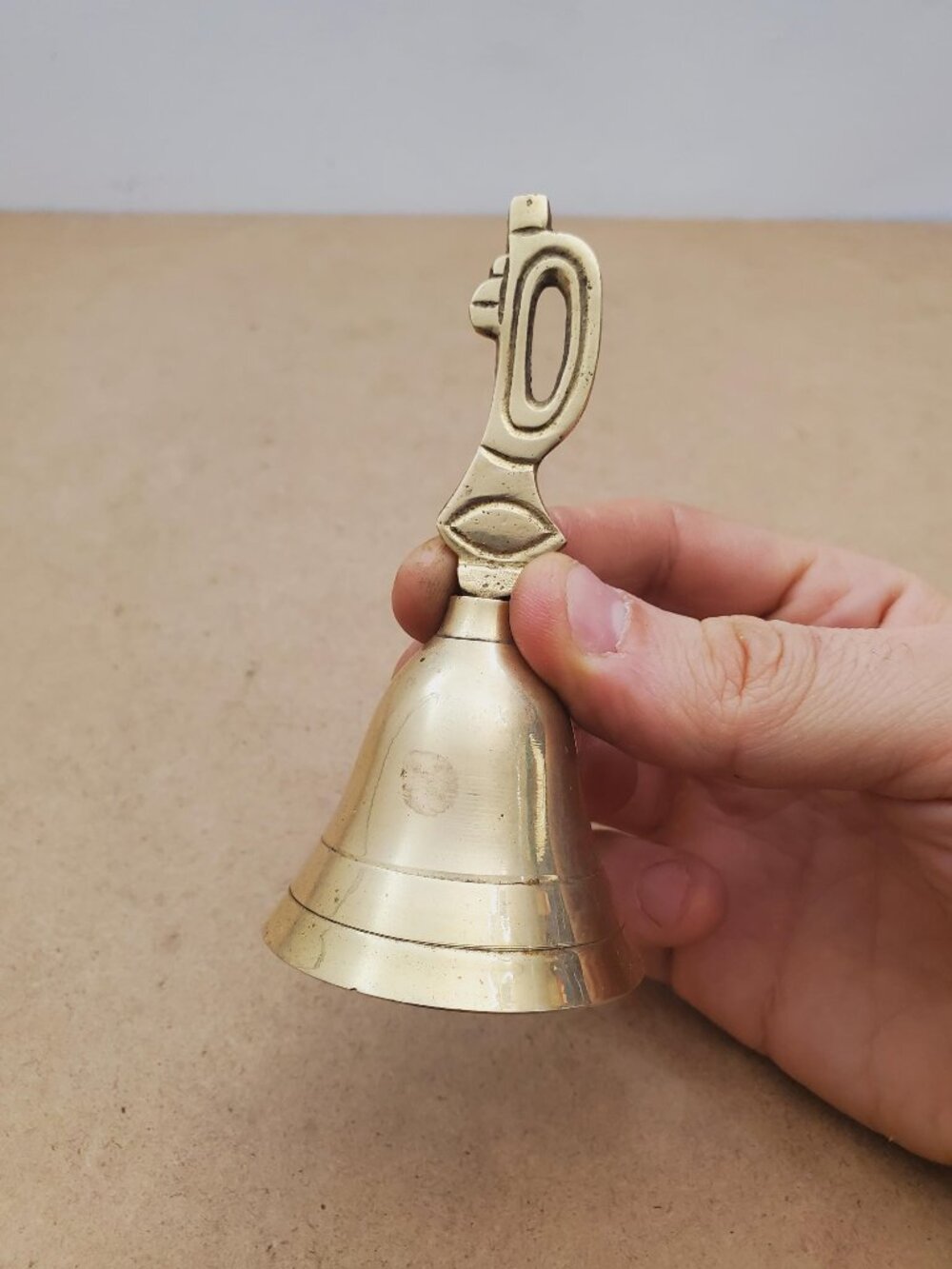 Vintage Brass Hand Bell - Handheld Solid Brass Bell with Charming Tone - Home